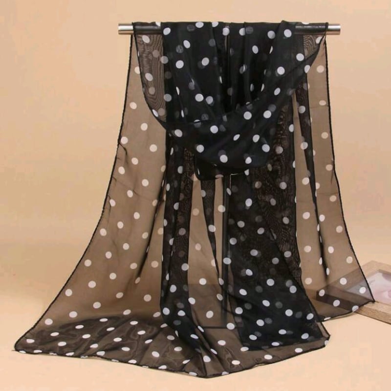 0401~Polka Dots Wool Scarf