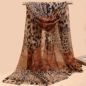 Beautiful Ladies Brown Leopard Print Evening Scarf
