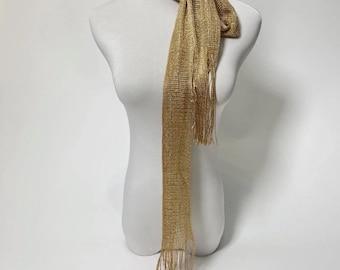 Beautiful Ladies Gold Skinny Evening Scarf