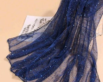 Beautiful Ladies Royal Blue Evening Scarf Shawl with Sequin detail