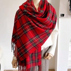 Beautiful Ladies Red Tartan Scarf Shawl