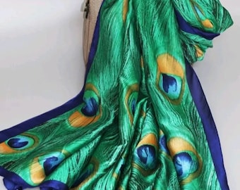 Belle écharpe de soirée à imprimé paon pour femmes
