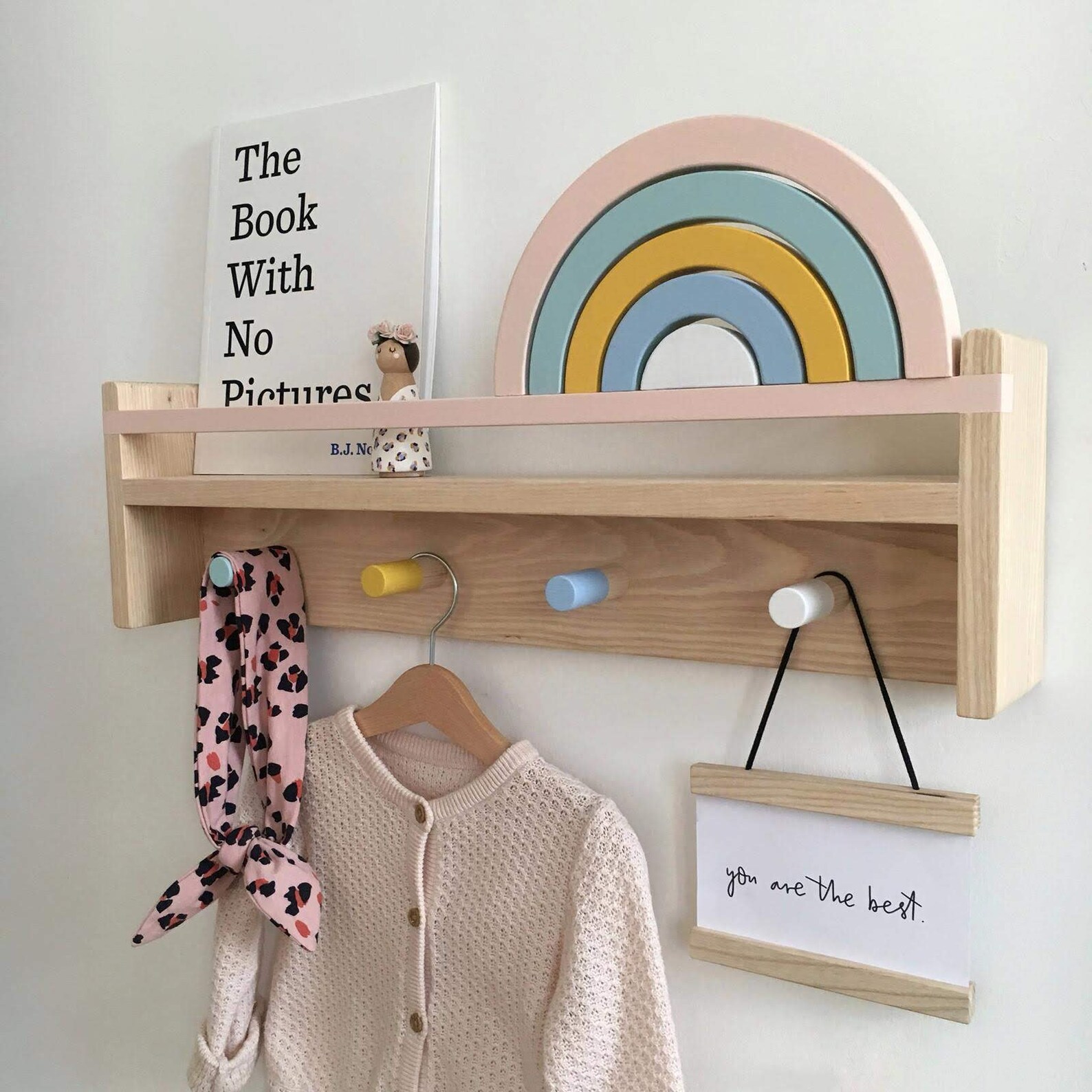 Peg Rail Book Shelf Wooden Peg Rack Wall Mounted Peg Rail Etsy UK
