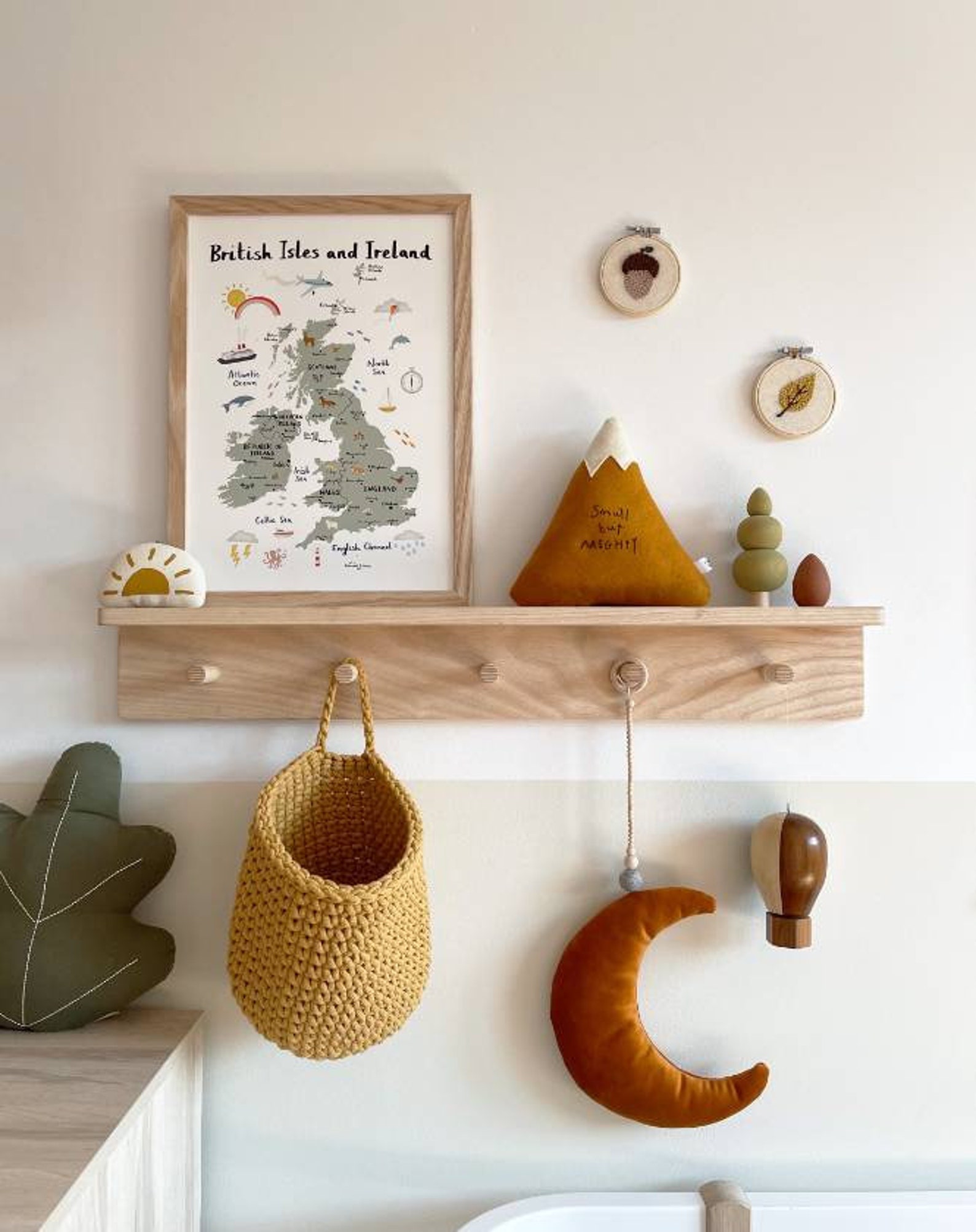 Peg Rail With Shelf Solid Ash wooden Peg Rack With Shelf Etsy UK