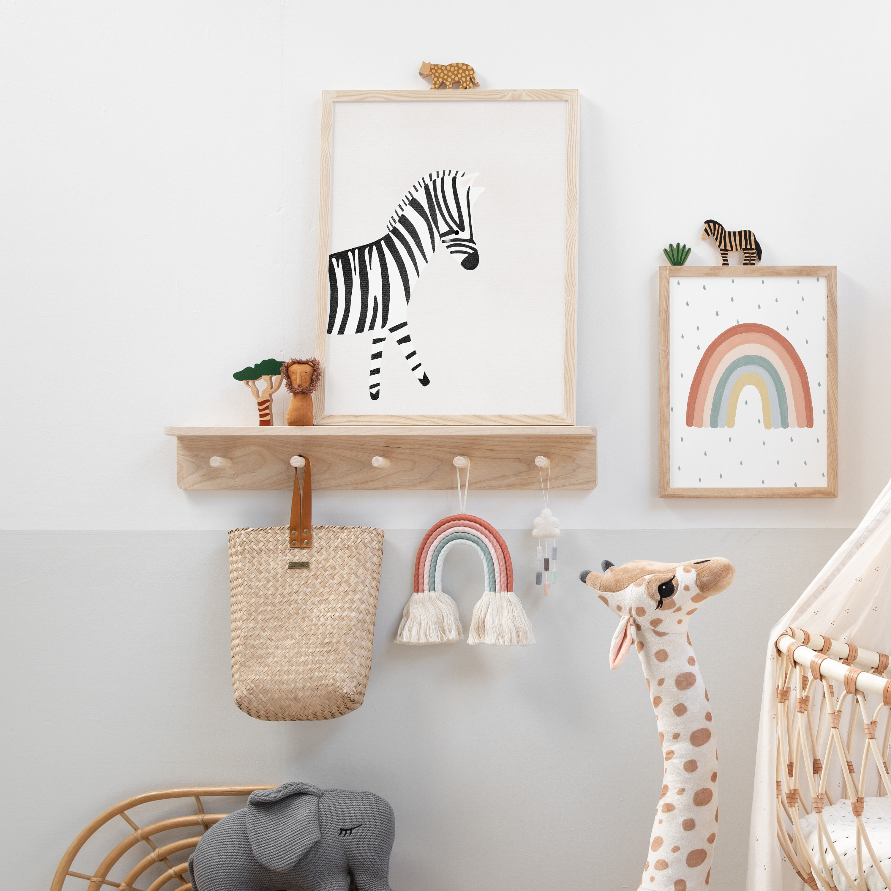 Peg Rail Nursery Decor. Wooden Clothes Rack Dinosaurs Hangers & Clothing Storage Home & Living