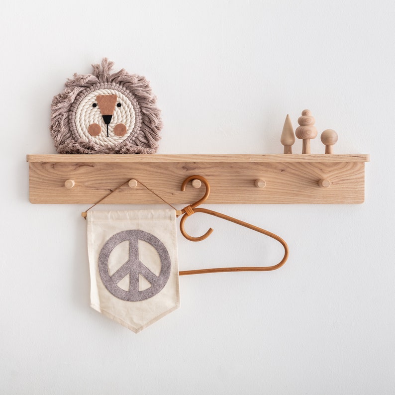 Peg Rail With Shelf Solid Ash wooden Peg Rack With Shelf Etsy UK