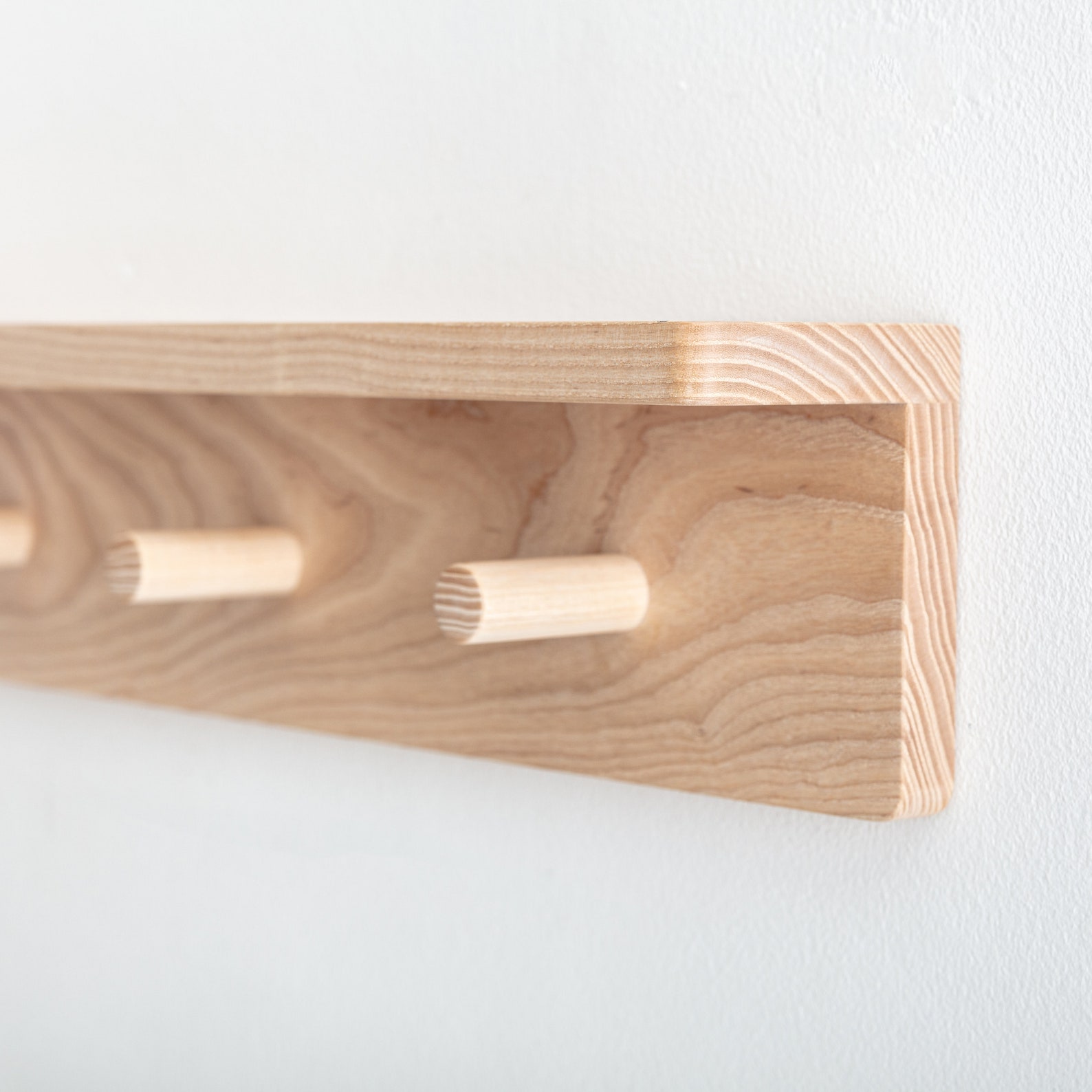 Peg Rail With Shelf Solid Ash wooden Peg Rack With Shelf Etsy UK