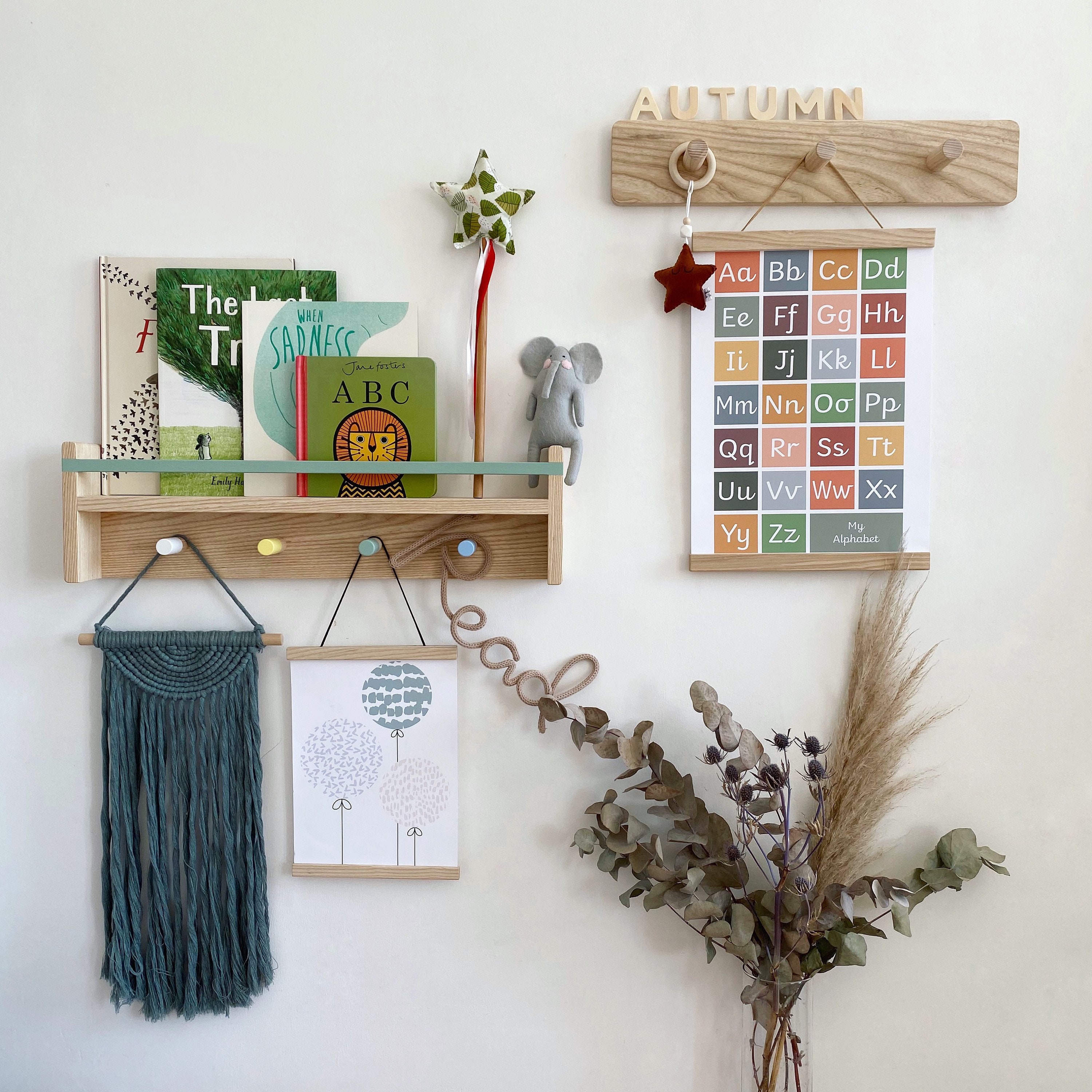 Jumbo Peg Rail Solid Ash Wooden Peg Rack Wall Mounted - Etsy UK