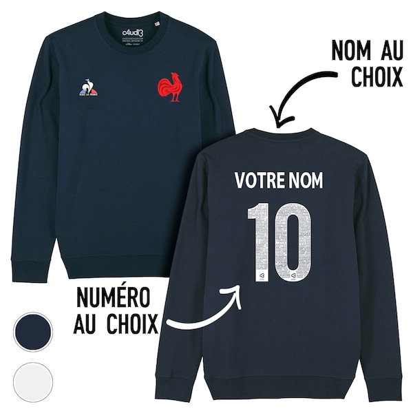 Sweat enfant équipe de France rugby 2024 personnalisable maillot junior bébé Dupont Ntamack