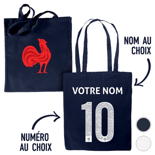 Tote bag équipe de France rugby 2024 personnalisable maillot Dupont Ntamack