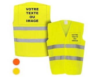 Customizable safety vest 2 high visibility reflective stripes M to 3XL