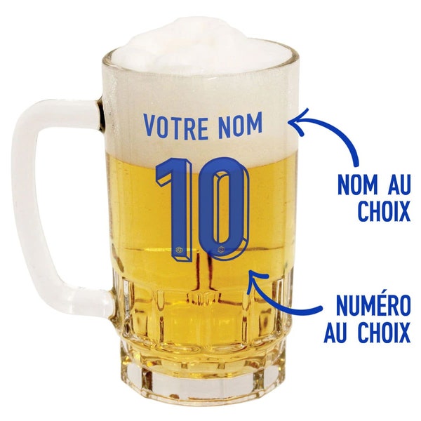 French football team mug 2024 2025 customizable beer pint 50 cl football Mbappe Benzema Griezmann Giroud