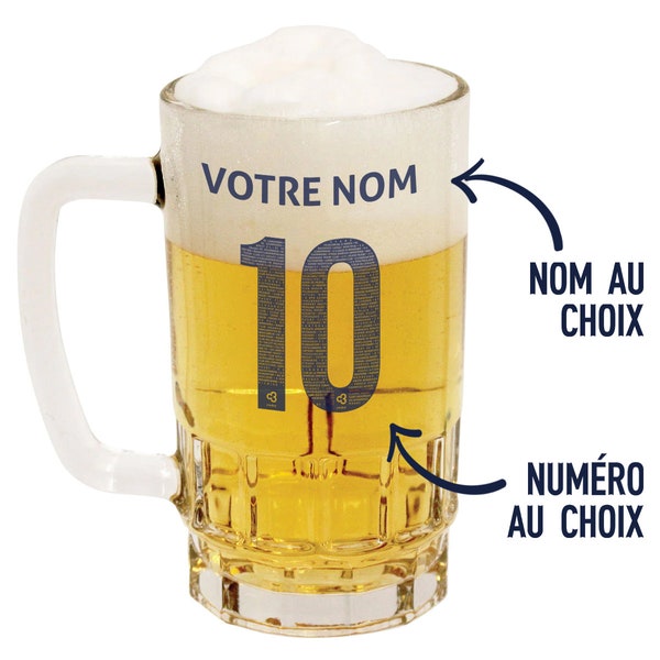 French rugby team mug 2024 customizable beer pint 50 cl Ntamack Fickou