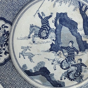 Antique Collectible Porcelain Plate | Hunting scene | China