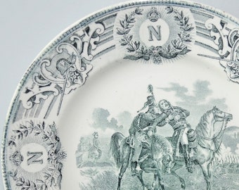 1890s "The Battle of Marengo" Antique Collectible Plate - Boch Freres Keramis Belgium