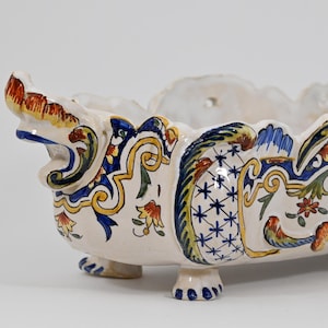 1900s Antiker großer Blumentopf / Schale / Jardiniere DESVRES Frankreich | Designer Jules Verlingue
