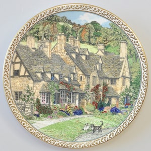 VILLAGES BROADWAY Collectible Plate - Designer Sue Scullard, England