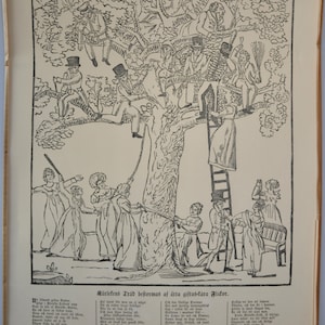 1944 "El árbol del amor" Reimpresión de una carta antigua de ataúd del año 1843, Suecia