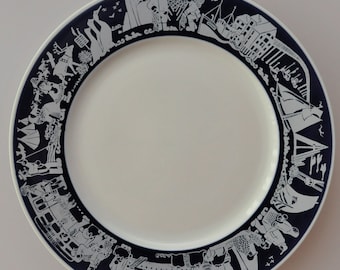 Raro plato de porcelana coleccionable - Porsgrund Noruega 1976 - Diseñadora Unni M. Johnsen