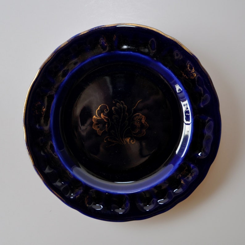 COBALT BLUE Collectible Plate of R\u00f6rstrand Sweden 1930s