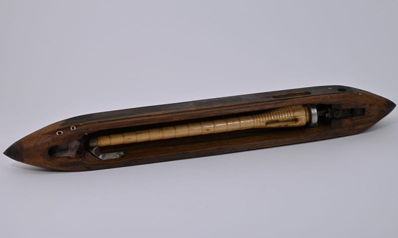 Vintage Wooden Loom Shuttle – Stick Shuttle, Metal Tipped - More shuttles added! 46 cm with pirn