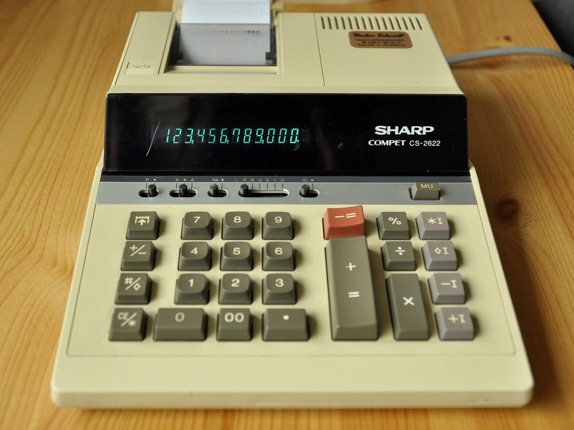 SHARP Printing Calculator Compet CS-2622 Excellent Vintage | Etsy