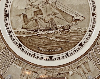 SOMERS Amerikaans zeilschip bord uit de jaren 1950, Wedgwood, Engeland