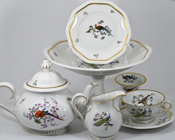 Antique Rosenthal Bavaria Tea Set: 24-piece Porcelain Service for