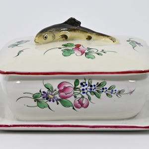 1900s Antique Collectible Butter Dish OLD STRASBOURG Luneville France