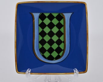 Plato navideño con el alfabeto "U" de VERSACE ROSENTHAL Alemania