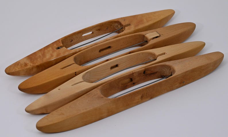 Vintage Wooden Loom Shuttle – Stick Shuttle, Metal Tipped - More shuttles added! 30 cm with pirn