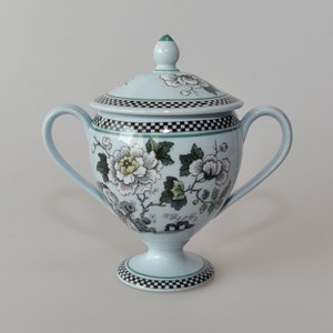 ETRURIA Blue Porcelain Sugar Bowl / Jar | Wedgwood England