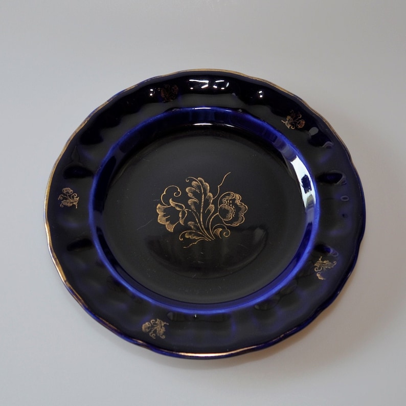COBALT BLUE Collectible Plate of R\u00f6rstrand Sweden 1930s