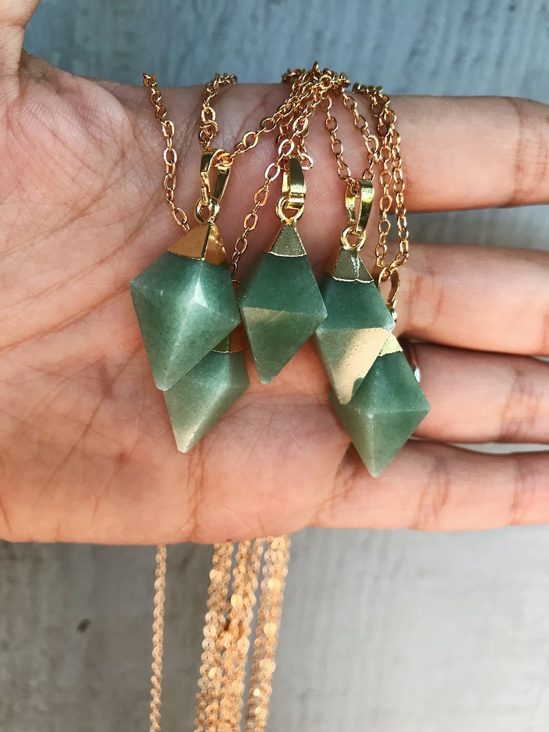 green necklace gold dipped agate pendant green agate pendant Agate necklace