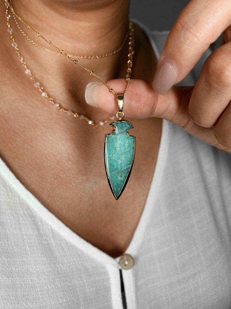 amazonite pendant Amazonite necklace raw amazonite necklace healing crystal necklace