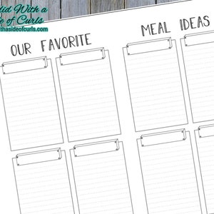 Our Favorite Meal Ideas Bullet Journal-Printable Pages