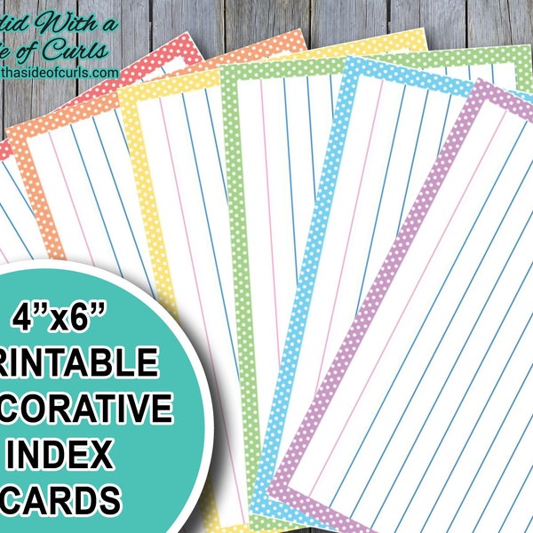 4x6 Printable Decorative Pastel Index Cards