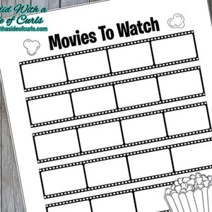 Movies To Watch Bullet Journal Printable Pages