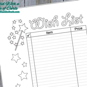 Wunschliste Bullet Journal Druckbare Seiten