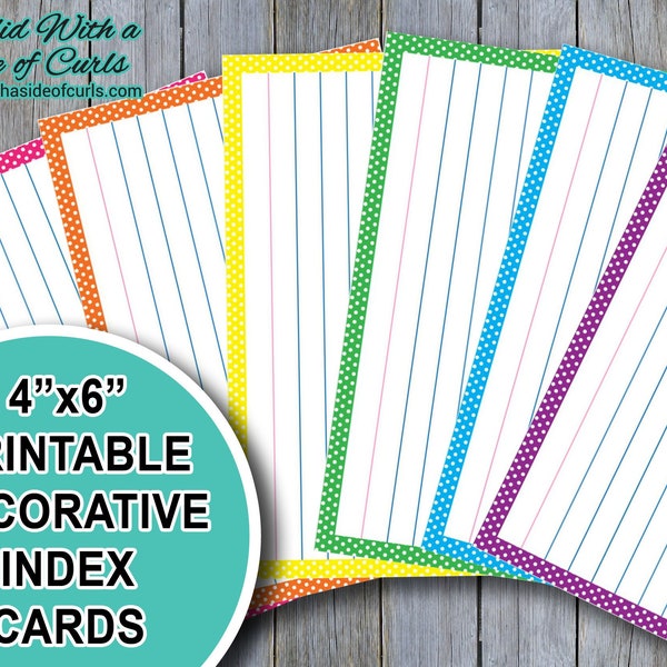 Printable Decorative Index Cards