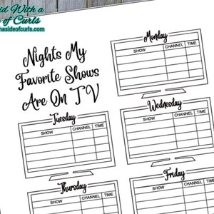 TV Shows List Bullet Journal-Printable Pages