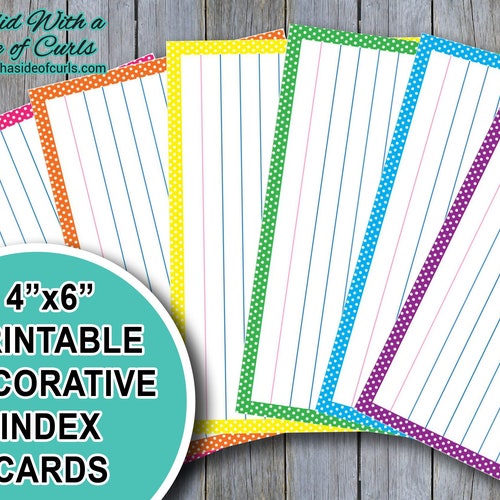 4x6 Printable Decorative Pastel Index Cards Etsy