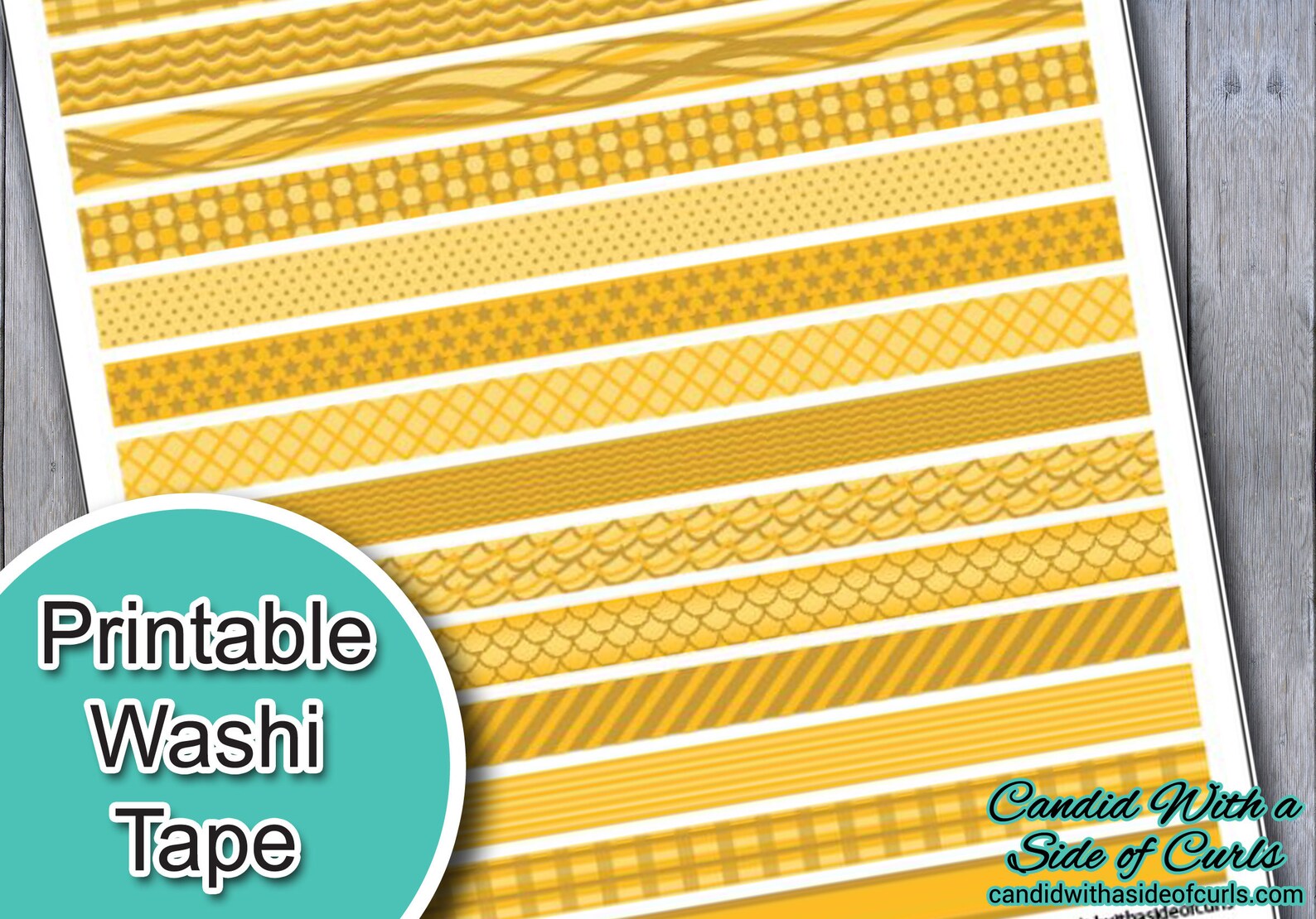 Yellow Printable Washi Tape - Etsy