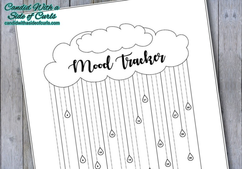 Rain Cloud Every month Temper Tracker Bullet Magazine-Printable Internet pages image regarding Mood Tracker Bullet Journal Printable called Rain Cloud Regular monthly Temper Tracker Bullet Magazine-Printable Webpages