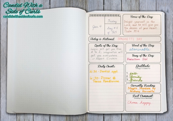 Daily Journal Page for Bullet Journal printable Pages Etsy UK