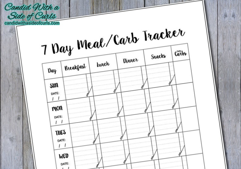 7 Day Meal and Carb Tracker Bullet Journal-printable Pages - Etsy