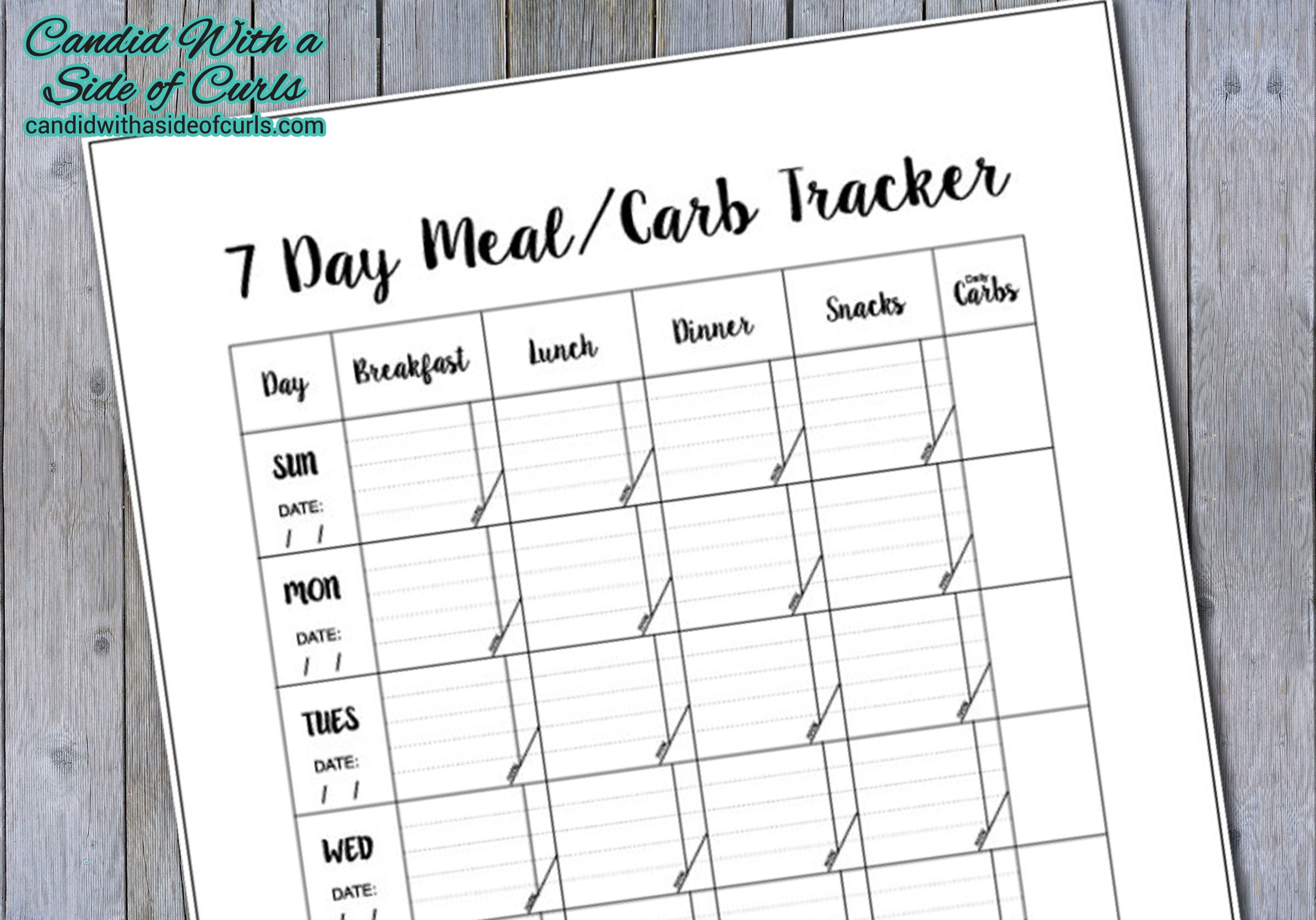 7 Day Meal and Carb Tracker Bullet Journalprintable Pages Etsy