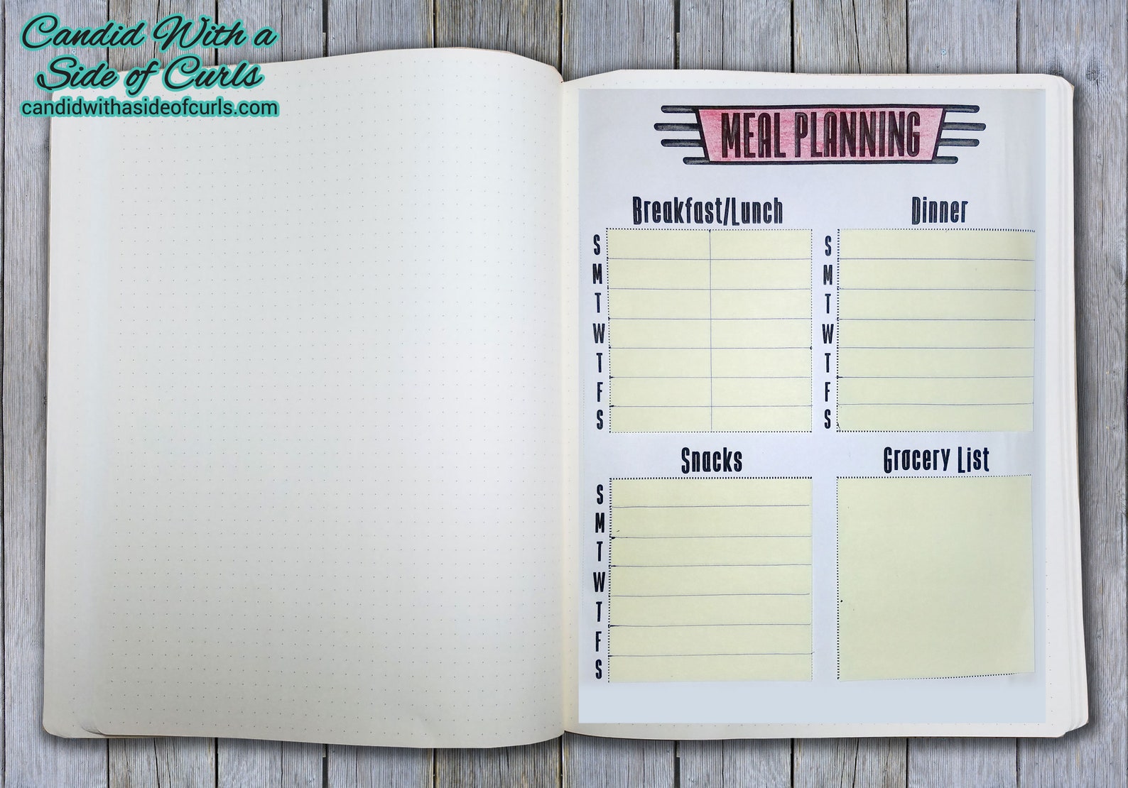 Meal Planning Bullet Journal-printable Pages - Etsy