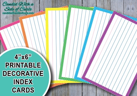 4x6 Printable Decorative Index Cards 