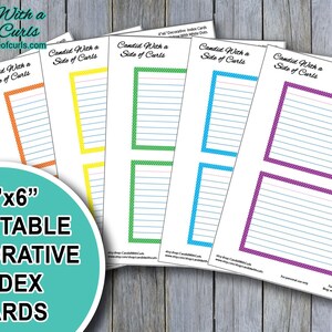 4x6 Printable Decorative Index Cards - Etsy
